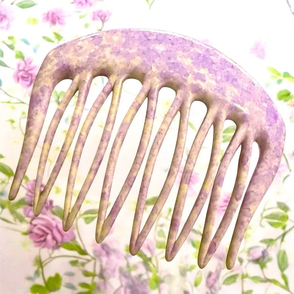 Gorgeous 1970’s French Hair Comb in Marbled Purple , Made in Paris, Unworn  2.5”